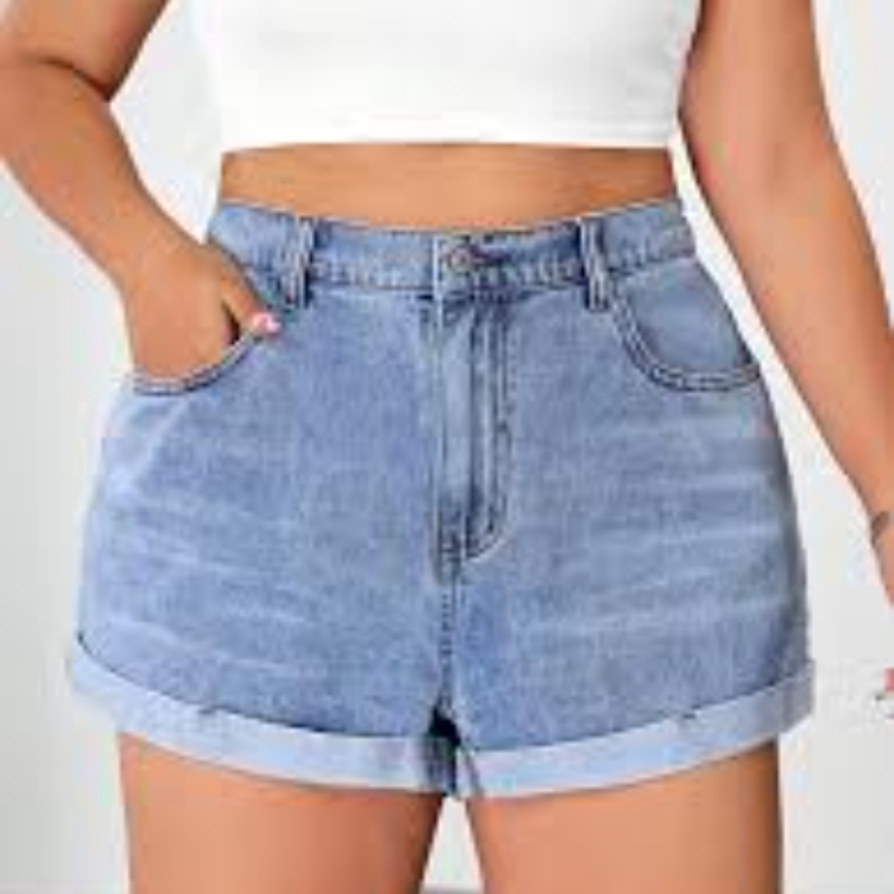 SHEIN Light Blue Denim Shorts